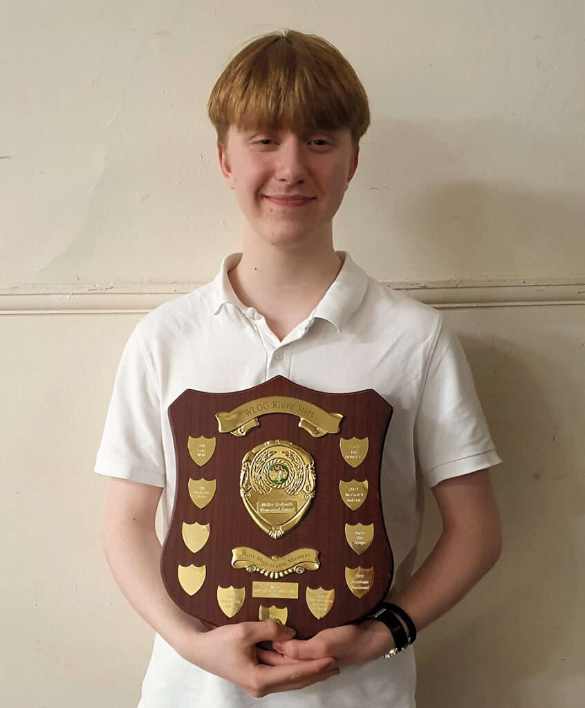 Alfie with the Miller Redpath Memorial Award shield for Most Memorable Moment